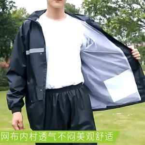 Bộ Quần Áo Mưa Dáng Dài Thời Trang Bảo Vệ Toàn Thân Và BãoThiết kế hai lớp vải Oxford vành có thể tháo rời để thoáng khí