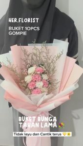HER.FLORIST [GOMPIE] 10 PCS Soap & Dried Flower/Buket Bunga Sabun Gompie 10PCS Bunga Kering Hadiah