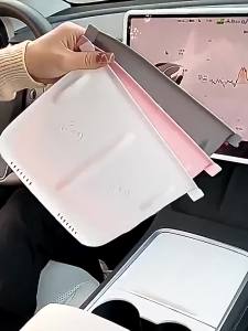 Ốp Lưng Silicon Chống Trượt Miếng Dán Đế Sạc Không Dây Cho Tesla Model 3 Y 2021-2024 Phụ Kiện Nội Thất Xe Hơi Khu Vực Điều Khiển Trung Tâm