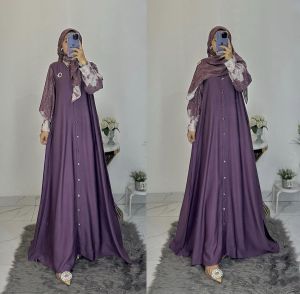 Zarinna Gamis Set Hijab Rayon Mix Twill Dress Wanita Busui Friendly