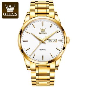 OLEVS | Đồng Hồ Đeo Tay Nam OLEVS Classic Gold Mạ Vàng Máy Quartz Sang Trọng Lịch Ngày Chống Nước Kim Dạ Quang Dây Thép Không Gỉ Thời Trang & Cá Tính