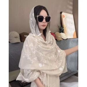 Blue Summer Thin Cotton Scarf with Button for Women Travel Beach Tour Daily Air Conditioned Room Multi-Functional Shawl