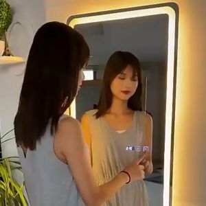 50*120cm Full Body Mirror with Light Full Length Mirror Defogging Time Temperatur Display TriColor LED mirror