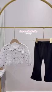 ชุดเด็กผู้หญิง เสื้อแขนยาวผ้าไหมอิตาลี่+กางเกงขายาวผ้าร่อง น้ำหนัก 10-30กิโล รหัสWB