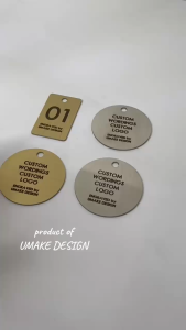 UMAKE Stainless Steel Custom Label Tag Number Tag with keychain Key Tag Customize Tanda Nama