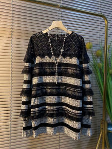 plus Size Long Sleeve Lace Blouse Korean Style Loose Fit Base Layer Top for plus Size Women Fashionable Casual Wear