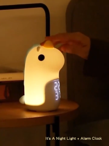 New unicorn Led alarm clock night light 7 color temperature with clock/alarm clock USB rechargeable night light bedroom room bedside decoration Childrens alarm clock birthday gift