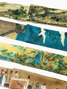 Xian Souvenir Datang Lady Chinese Style a Panorama of Rivers and Mountains Auspicious Crane Painting Dunhuang Hair Band Silk Scarf Cultural and Creative Gifts