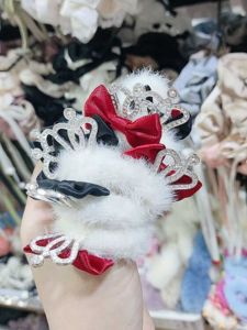 มงกุฎเจ้าหญิงสำหรับเด็ก หมวกทรงหางม้า หมวกประดับเพชร หมวกทรงมงกุฎ หมวกสำหรับเด็กผู้หญิง วัสดุผ้า ตกแต่งด้วยผ้าฝ้าย ตกแต่งด้วยลูกปัดเพชร