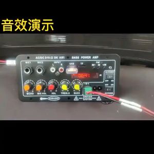 AC 220V 12v 24v Bluetooth 5.0 Audio Amplifier Karaoke Amplifier Hi-Fi Stereo Digital Power Amplifier Motherboard Plug Microphone Adjustable Echo Standalone Microphone Sound