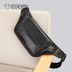 EDERN 2025 ใหม่กระเป๋าคาดเอวหนังแท้สำหรับผู้ชายกระเป๋าคาดอกหนังวัวอเนกประสงค์ย้อนยุคกระเป๋าสะพายข้างกีฬา Fanny Pack กระเป๋าสลิงผู้ชายแฟชั่นเรียบง่าย