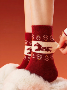 PRIMEET | Red Wool Winter Warm Ankle Socks