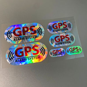 1Set GPS ALARM SYSTEM Holographic Carbon Effect Motorcycle Stickers Waterproof for Scooter Helmet Box Fuel Tank Vinyl Decals