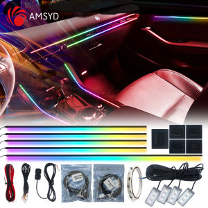 Đèn LED Nội Thất Ô Tô 64 Màu RGB Magic Symphony 10 Trong 1 Đèn Trang Trí Sợi Quang Acrylic Đa Năng 12V 75cm
