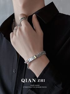 Men Bracelet Mens Fancy Niche Style Simple and Elegant Handsome Bangle Bracelet Magnetic Titanium Steel Mens Jewelry Fashion