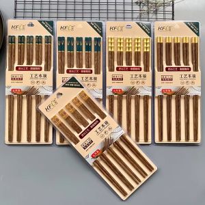 Đũa gỗ cao cấp - Đũa gỗ cánh gà bọc đồng sang trọng kháng khuẩn chống mốc - Set 5 đôi