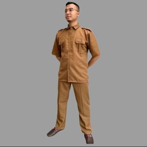 Pakaian Seragam Pemda PNS ASN BUMN Guru Pegawai Kantor Warna Khaki Baju Kerja Bagus Setelan Kemeja Dan Celana Bahan Tebal Jahitan Rapi Dan Kuat