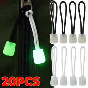 20PCS Luminous Zipper Pull Rope Glow in The Dark Zipper Head Anti-Lost Backpack Clothes Jackets Tent Outdoor Camping Hiking Slider Repair Accessories