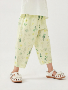 MINI BALA | Soft Breathable Cotton Girls High Waist Bell Bottom Pants Summer