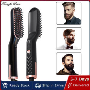 Hengfa Lina 3 In 1 Beard Hair Straightening Brush Hot Heated Comb Men Beard Multifunctional Straightener Ceramic Heat Comb Quick Hair Styler