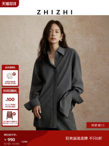 ZhiZhi Professor Casual Shirt Womens Autumn Casual Commute Australian Wool Shoulder Drop Shirt Loose Fit Long Sleeve Polo Collar