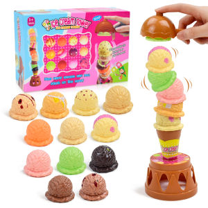 Childrens simulated food kitchen toys ice cream and ice cream stacking game. Children pretend to play with toys educational