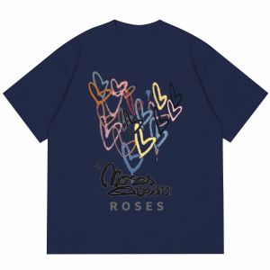 American Retro Pure Cotton Shoulder Short Sleeve T-Shirt Womens Summer Loose Korean Style Trendy Ins Half Sleeve Stylish Top Clothes