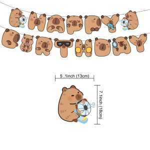Kawaii Capybara Birthday Banner Cute "Happy Birthday" Letter Garland for Animal & Capybara Themed Celebrations