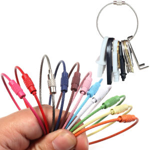 5pcs/lot 16cm Stainless Steel Wire Keychains Colored Cable Loop Screw Lock Rope Key Holder DIY Keyring Key Chains Jewelry Making