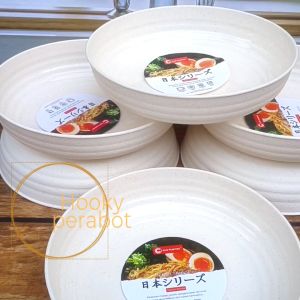 12 PCS PIRING SERAT ULIR TEBAL PIRING BULAN RAMEN SAJI MEWAH 8 INCH / PIRING ESTETIK
