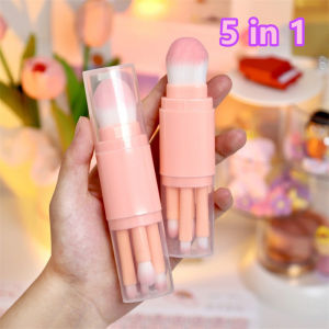 5 in 1 Mini Makeup Brush Set Blending Powder Eye Shadow Foundation Lip Brush Portable Travel