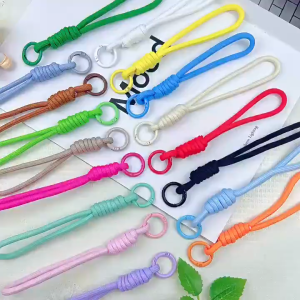 Colorful Braided Rope Strap Lanyard Keychain For Phone Anti Lost Car Key Chains Bag Hanging Accessories