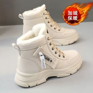 Womens Winter Thick Bottom High Top Fleece Lined Snow Boots Warm Casual round Toe Martin Boots Anti Slip Cotton Shoes