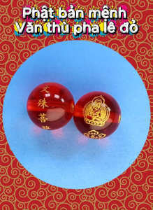 Vòng chuỗi đeo tay đá tím 8 ly và 10 ly charm Phật bản mệnh Văn thù pha lê đỏ