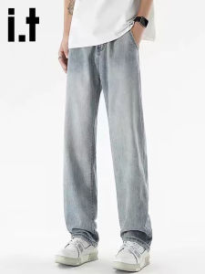izzue | Quần Jeans Nam Phong Cách Đường Phố Mới Mùa Hè Form Rộng Màu Xanh Rửa
