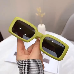 H018 Kacamata Hitam UV400 Bentuk Persegi Panjang Gaya Retro Untuk Wanita/Pria