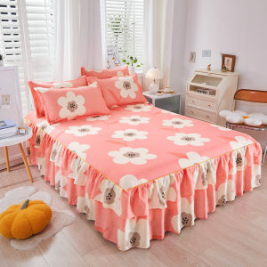 New 2025 Pure Cotton Bed Skirt Style Bed Cover Single Piece Cotton Bed Sheet with Lace Anti-Slip Princess Style Bedding