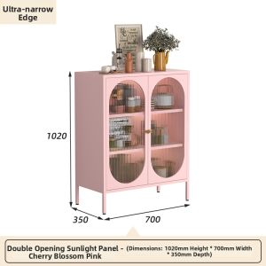 DIBIOU | Creamy Glass Door Bookcase Storage Cabinet
