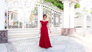 Váy Chúc  Cô Dâu 2020 Váy Cưới Dài Mẫu Mới Mùa Hè Váy Dạ Hội Tiệc Trễ Vai Màu Đỏ Hiện Đại Nữ