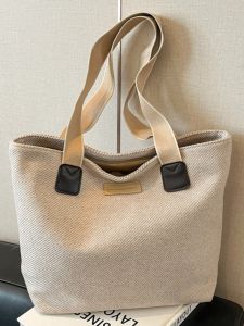 Casual Canvas Tote Bag Womens Large Capacity Commuter Handbag Versatile Single Shoulder Bag for Class Stylish Korean Style