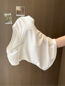 Womens V-Neck Short Sleeve Pure Cotton T-Shirt Slim Fit Korean Style Summer Fashionable Cute Waist-Cut Special Design Top