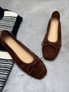 Womens round Toe Slip-On Soft Bottom Ballet Flat Shoes Spring Autumn Sweet Style Butterfly Knot Leather Casual Footwear