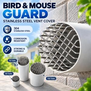 Stainless Steel Drain Pipe Cover Anti Bird Mouse Guard Round Drainage Cover Anti Blocking Roof Floor Drain Vent Mesh Cover Outdoor Balcony Downspout