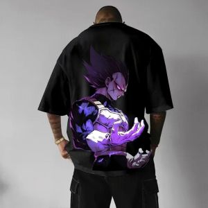Bandai | Dragon Ball Summer Mens T-Shirt Japanese Anime Vegeta Autumn Comfort Harajuku Boy Childrens Parent-Child Trend Short Sleeve