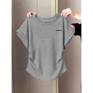 Slim Fit Wrinkle T-Shirt Gray Short Sleeve