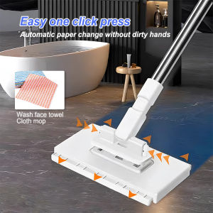 Disposable Face Towel Mop Clip-on Face Towel Mop 360° Rotation Electrostatic Dust Removal Mop for Cleaner Wipes/Dry/Cloth