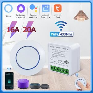 Tuya Smart Wifi Switch RF433Mhz Wireless Light Switch 16A/20A Relay Smart Life App Remote Voice Control With Alexa Google Home