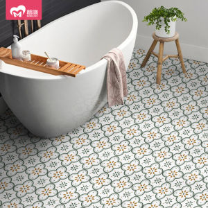 Bathroom Waterproof Anti-Slip Floor Tile Stickers Self-Adhesive Kitchen Washroom Wall Ground Flower Brick Paper Bathroom Renovation Floor