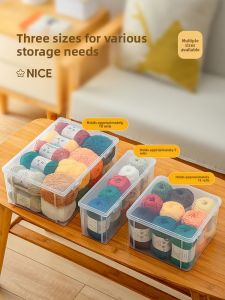 Yarn Storage Box Crochet Material Kit Sewing Thread Needle Thread Home Yarn Ball Organizer Desktop Storage Box Square PP Plastic