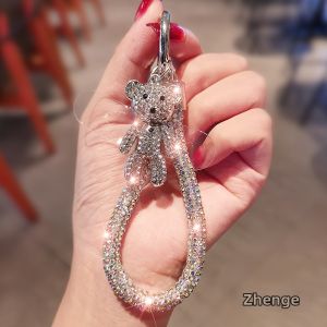 ZHENGEGE | Crystal Full Diamond Phone Chain With Bear Pendant